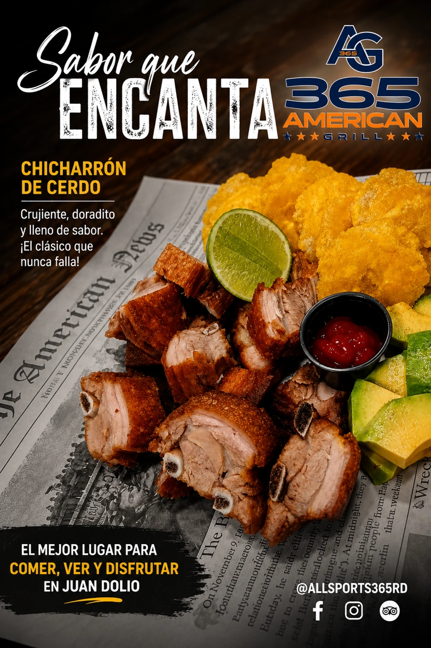 Chicharron de cerdo at 365 American Grill - crispy pork with tostones and lime