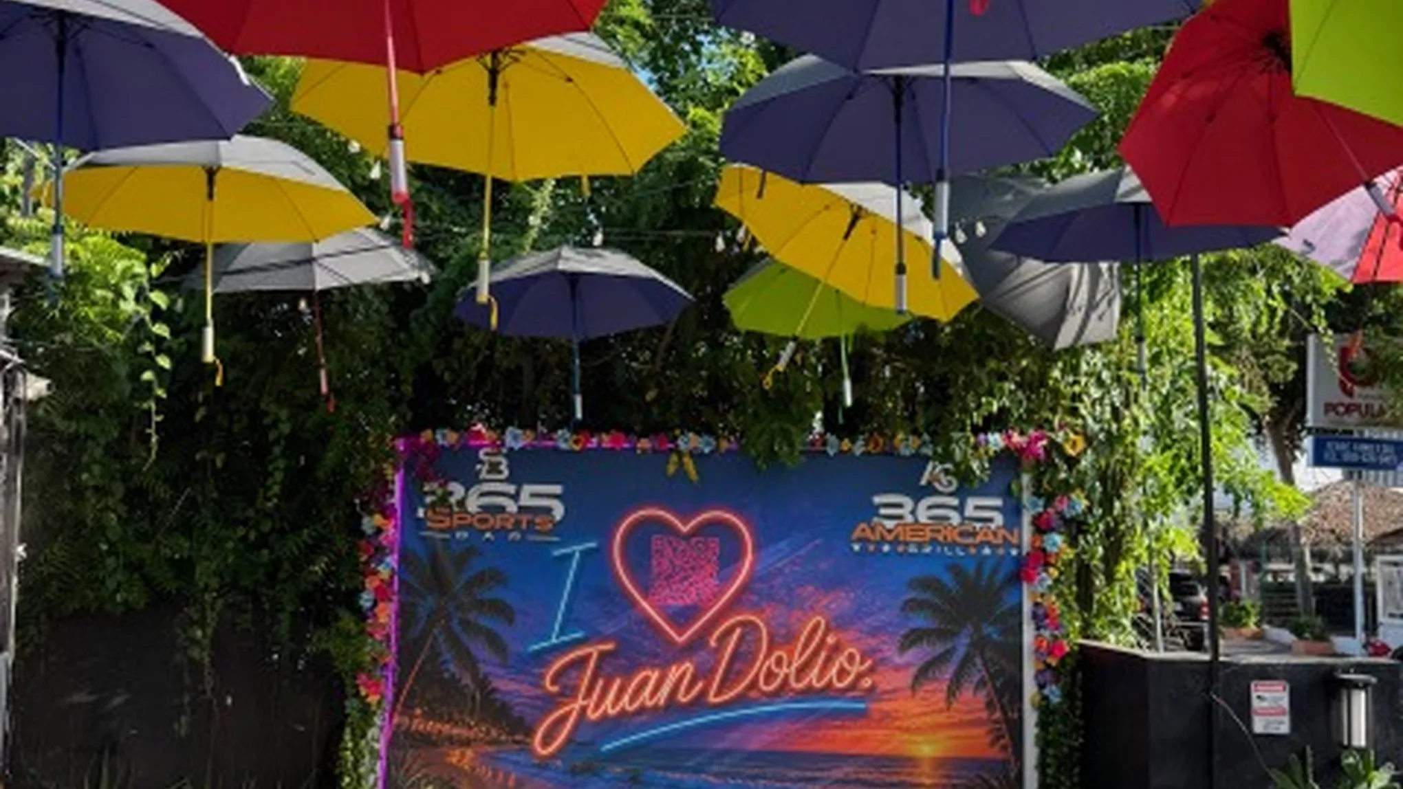 The umbrella canopy above the 365 American Grill food truck